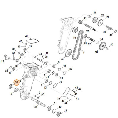 Anello di tenuta Stihl per motozappa MH 600 Cod. 6250-649-0200 - pezzo di ricambio n. 38