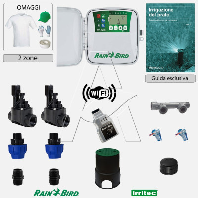 Kit irrigazione Prato Tappeto Erboso completo di elettrovalvole accessori e omaggi | 2 - 4 - 6 - 8 zone | RZXeLNK