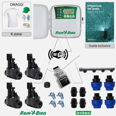 Kit irrigazione Prato Tappeto Erboso completo di elettrovalvole accessori e omaggi | 2 - 4 - 6 - 8 zone | RZXeLNK