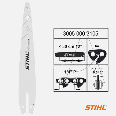 SPRANGA DI GUIDA CARVING E 30 cm (12") - 1/4" - 1,1 mm (3005 000 3105) - ORIGINALE STIHL